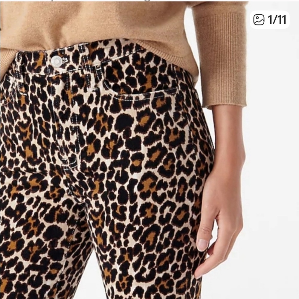 J. Crew Cheetah Print Corduroy Pants, 10” Toothpick High Rise